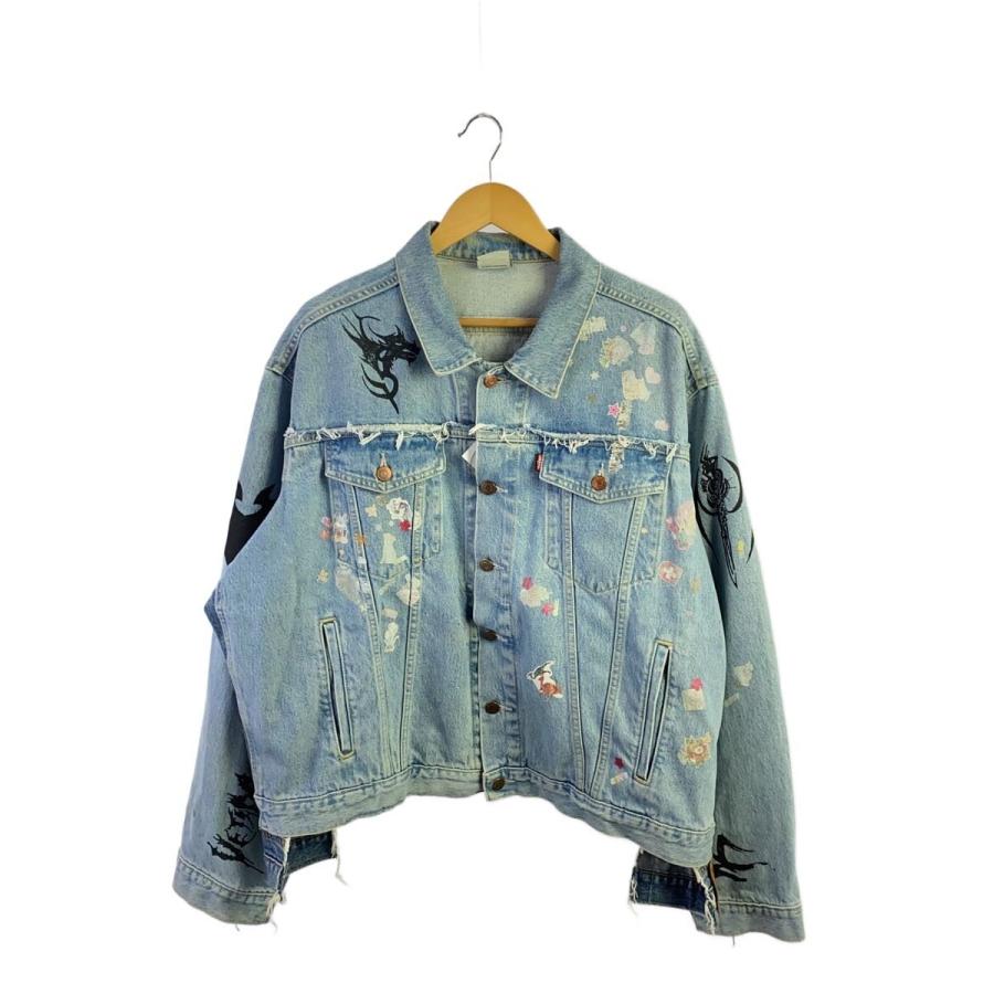 18AW VETEMENTS トライバルデニムGジャン xs VETEMENTS◇18AW/Tribal Sticker Oversize Denim/Gジャン/M/デニム