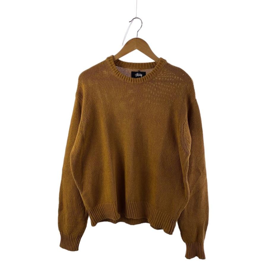 STUSSY◇SURFMAN ICON COTTON LINEN CREW/ニット・セーター(厚手)/M 