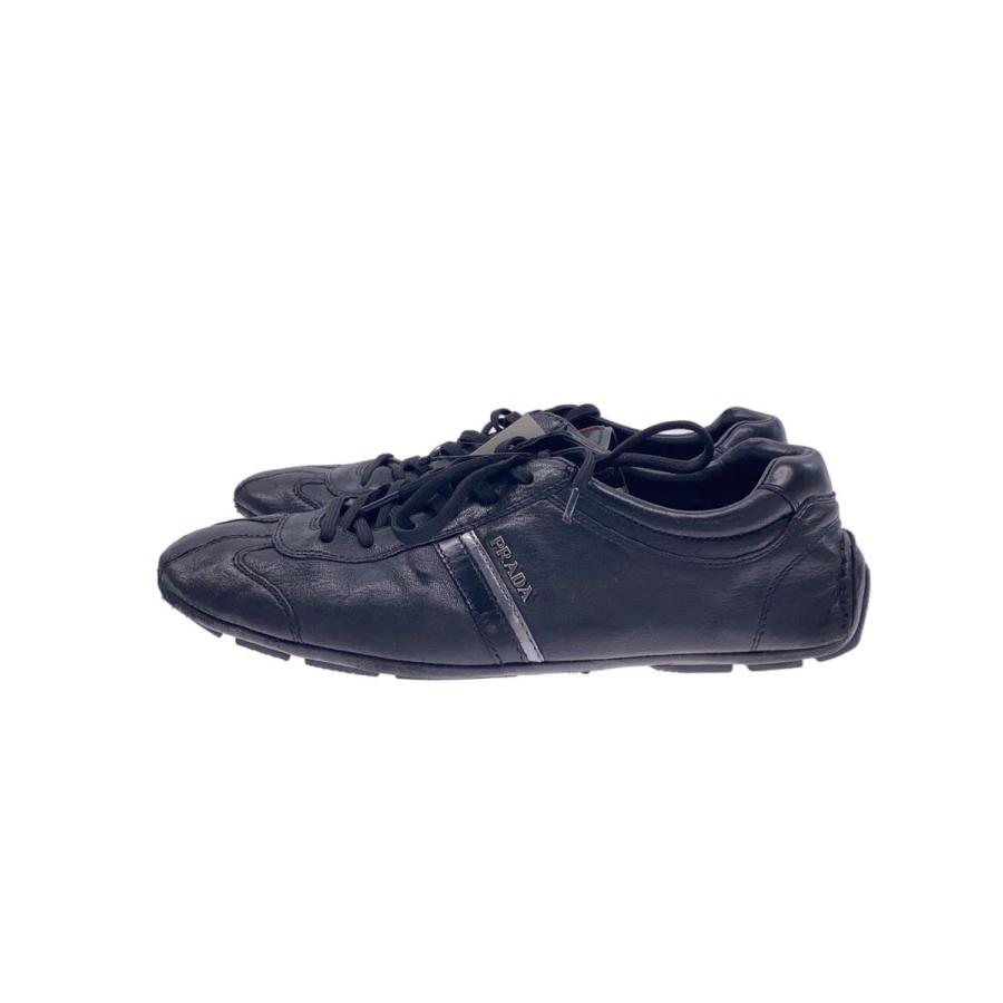 PRADA SPORT◇ローカットスニーカー/UK7/ブラック/レザー/つま先擦れ有 