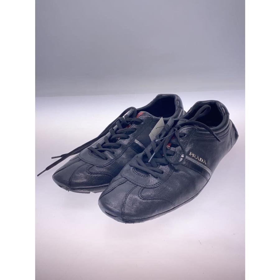 PRADA SPORT◇ローカットスニーカー/UK7/ブラック/レザー/つま先擦れ有 