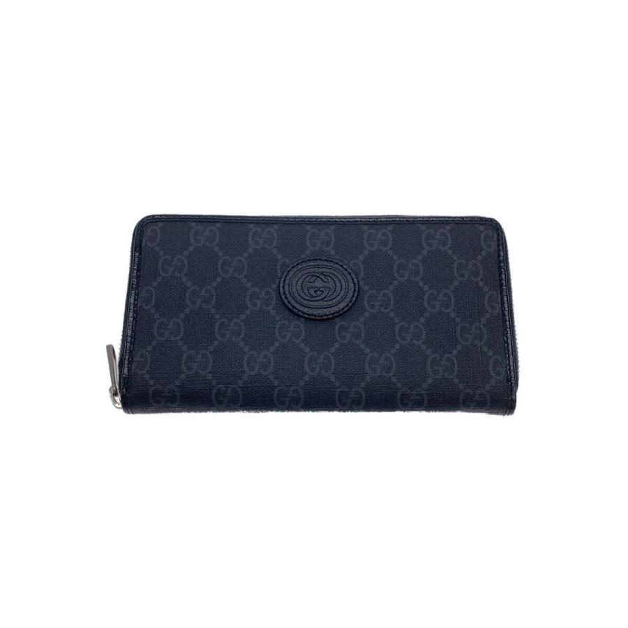 GUCCI◇長財布 ラウンドファスナー/GGロゴ/インターロッキングG//NVY