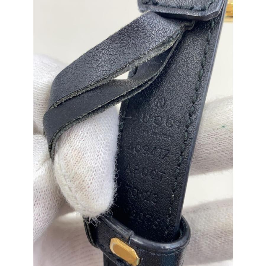 GUCCI◇ダブルGスリムベルト/GGバックル/レザー/BLK/レディース/409417