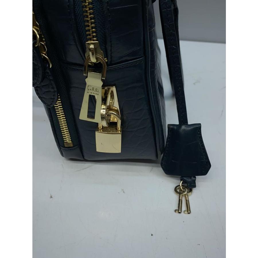Falchi 2WAYハンドバッグ 型押し ブラック Falchi NEW YORK◇2WAY/クロコ型押し/ショルダーバッグ/ハンドバッグ