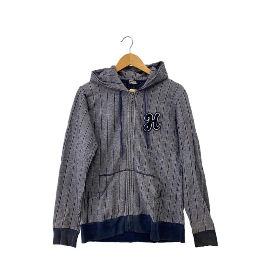 【希少美品　Hysteric Glamor ヒス　ジップパーカー】 HYSTERIC GLAMOUR◇ジップパーカー/L/コットン/NVY/ストライプ