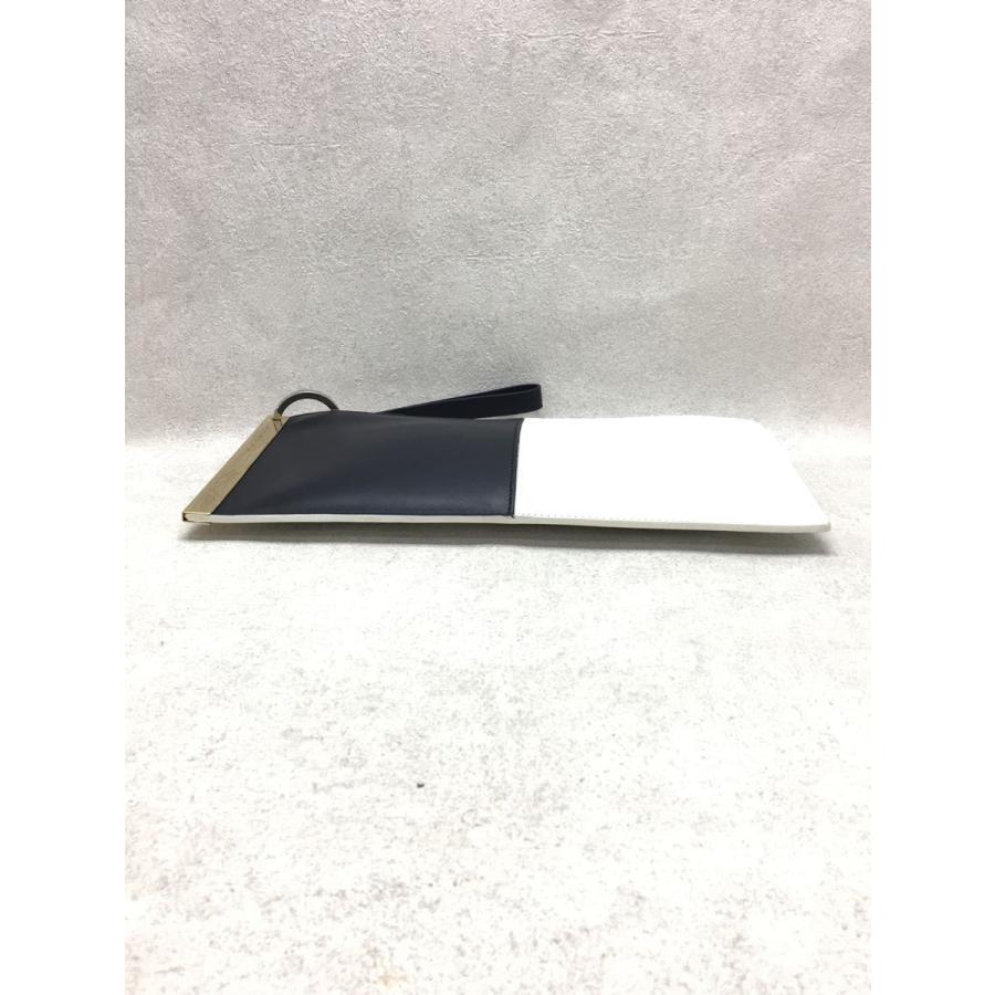 BALENCIAGA◇299641/クラッチバッグ/レザー/WHT/バイカラー/セカンド