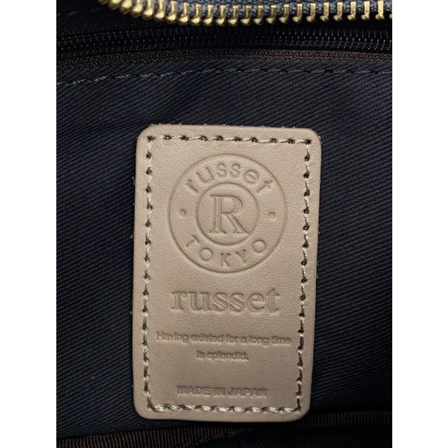 russet◇ハーフムーンバッグ/ショルダーバッグ/レザー/GRY/ロゴ