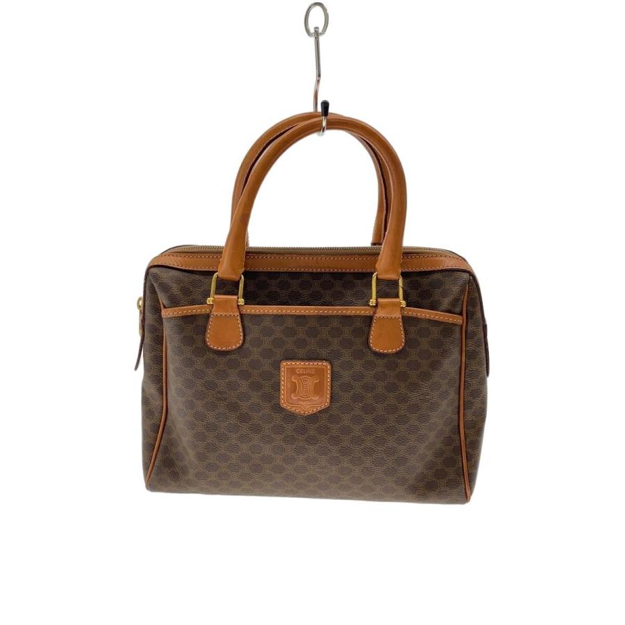 【美品】セリーヌ CELINE ボストンバッグ マカダム柄 PVC 30㎝ CELINE◇マカダム30/ボストンバッグ/PVC/BRW/総柄/ロゴ// : セカンド