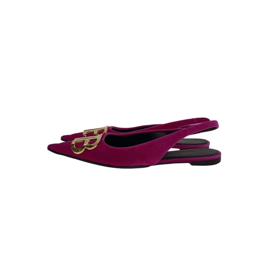 BALENCIAGA◇BBロゴポインテッドトゥフラットパンプス/フラット