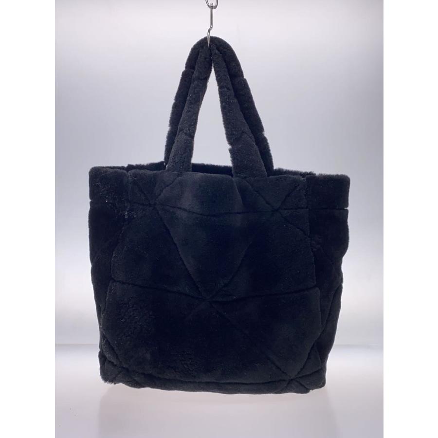 PRADA ファー トートバッグ ブラック PRADA◇ムートントート/トートバッグ/ファー/BLK/黒/1BG427