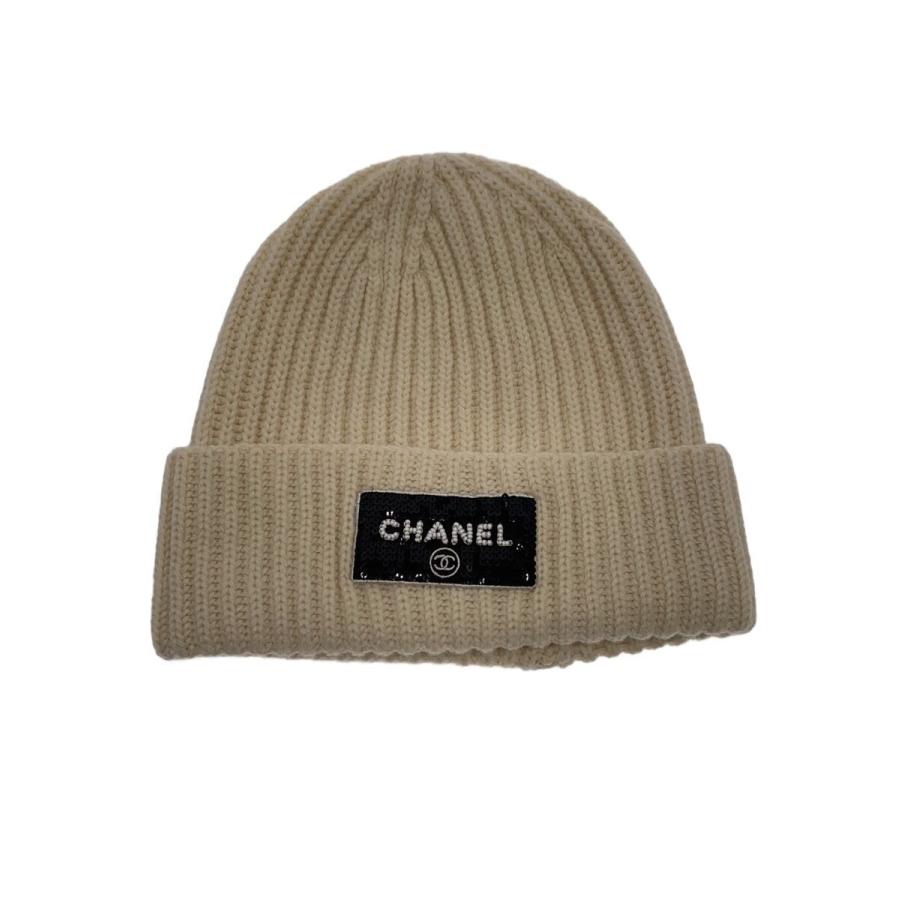 CHANEL◇24AW/ココマーク/ロゴニットキャップ/--/カシミア/WHT