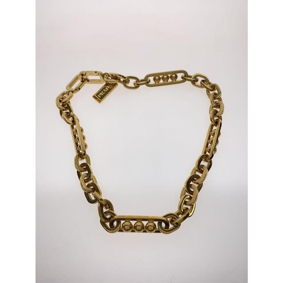 PRADA◇チェーンネックレス/ネックレス/メタル/GLD/ロゴ// : セカンド