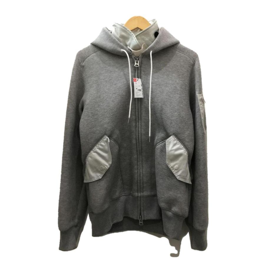 sacai◇21年/SPONGE SWEAT HOODIE/ジップパーカー/1/コットン/GRY/21 