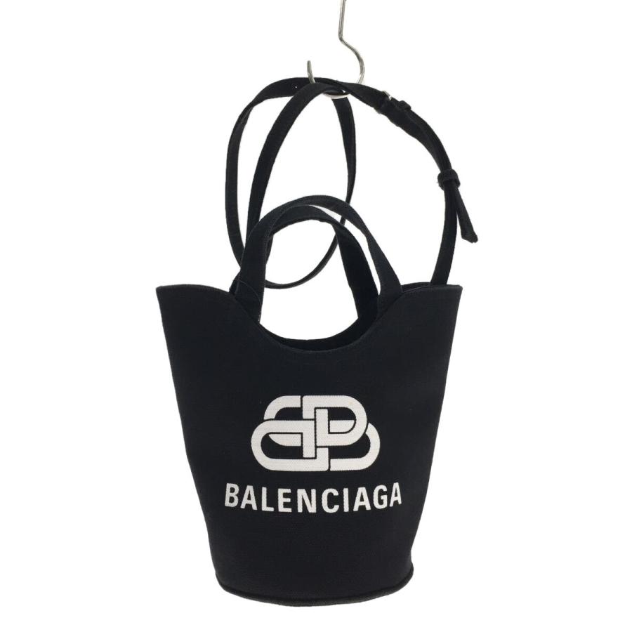 BALENCIAGA◇WAVE XS TOTE BAG/トートバッグ/キャンバス/BLK/619979