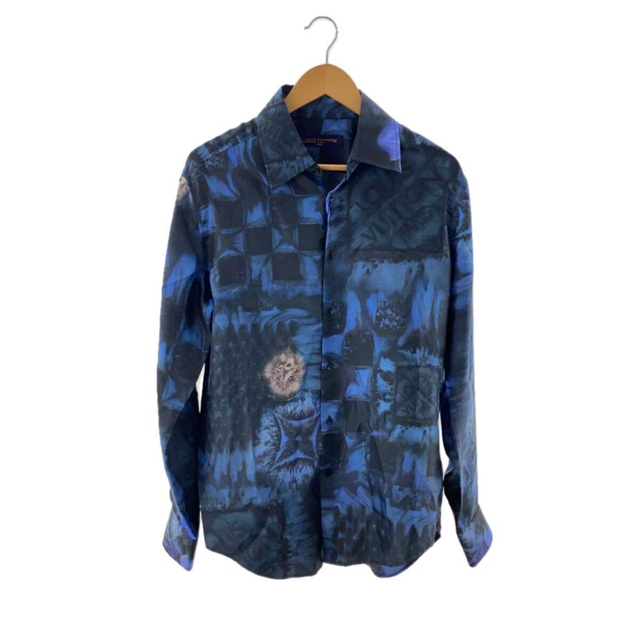 LOUIS VUITTON◇21AW/LVソルトプリント/長袖シャツ/M/シルク/NVY/総柄  