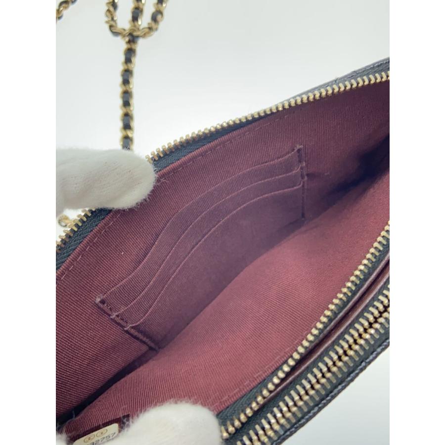 CHANEL◇マトラッセ/チェーンウォレット/長財布/レザー/BLK/レディース