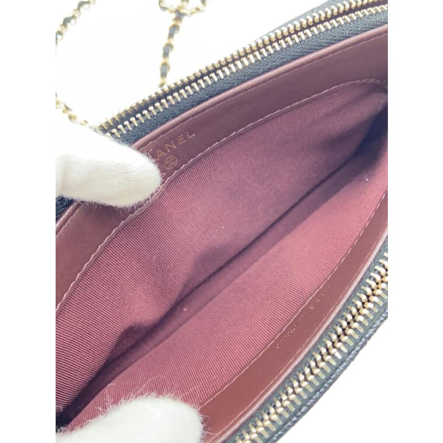 CHANEL◇マトラッセ/チェーンウォレット/長財布/レザー/BLK/レディース