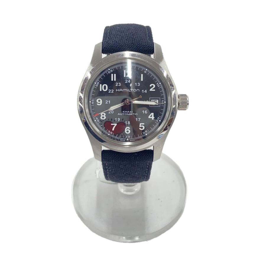 HAMILTON◇KHAKI AUTOMATIC/自動巻腕時計/アナログ/キャンバス/BLK/BLK