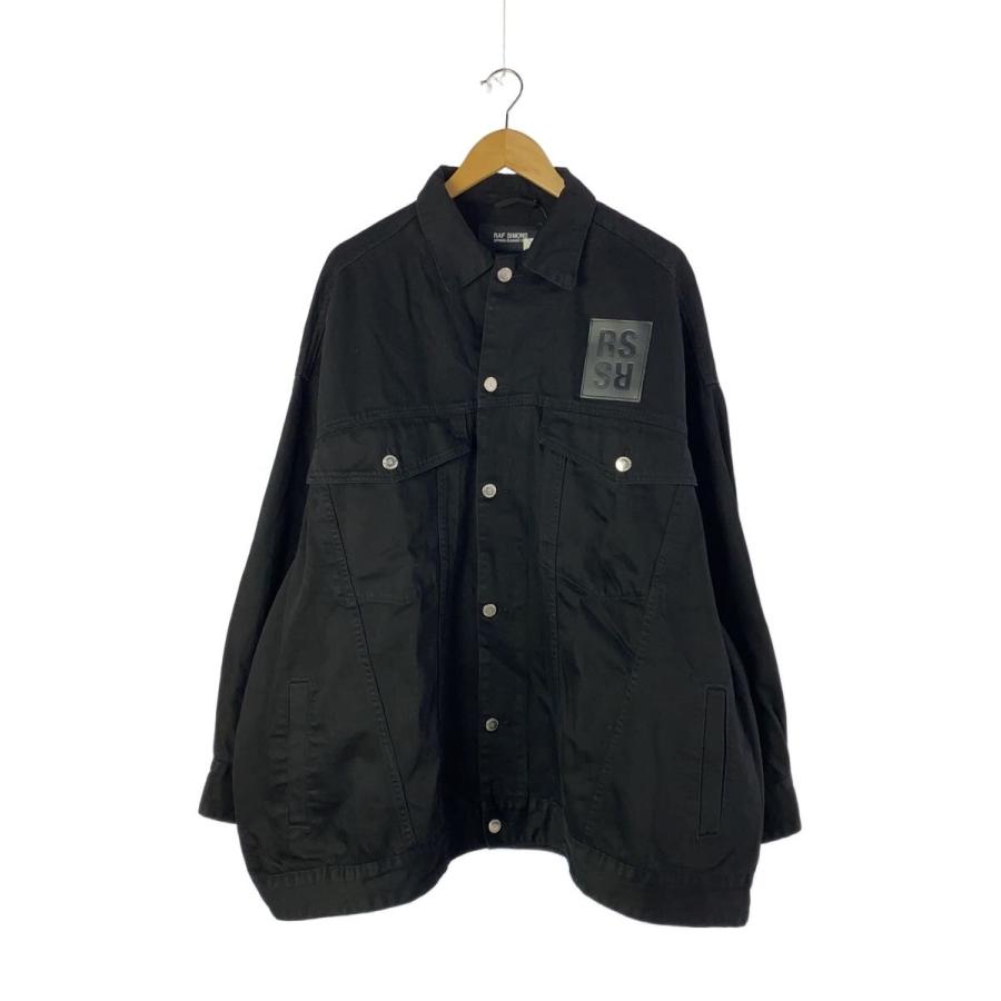 RAF SIMONS◇OVERSIZED SOLEMN-X DENIM JACKET/Gジャン/M/コットン/BLK