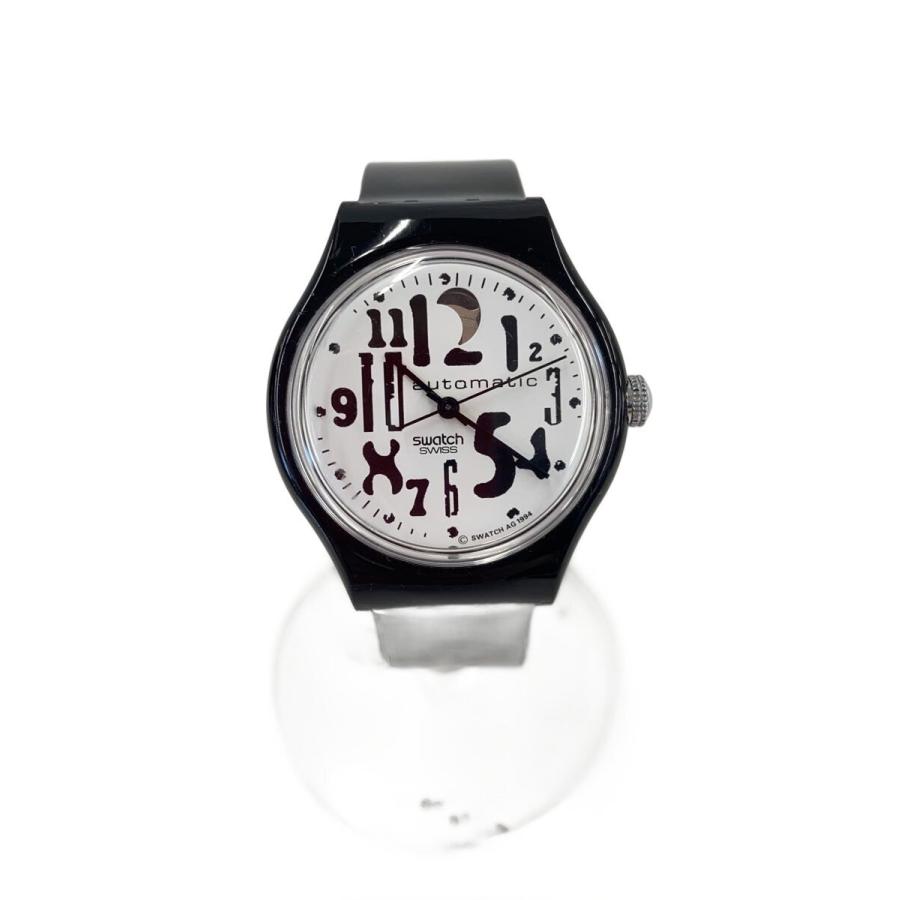 SWATCH◇自動巻腕時計/アナログ/ラバー/WHT/BLK// : セカンド