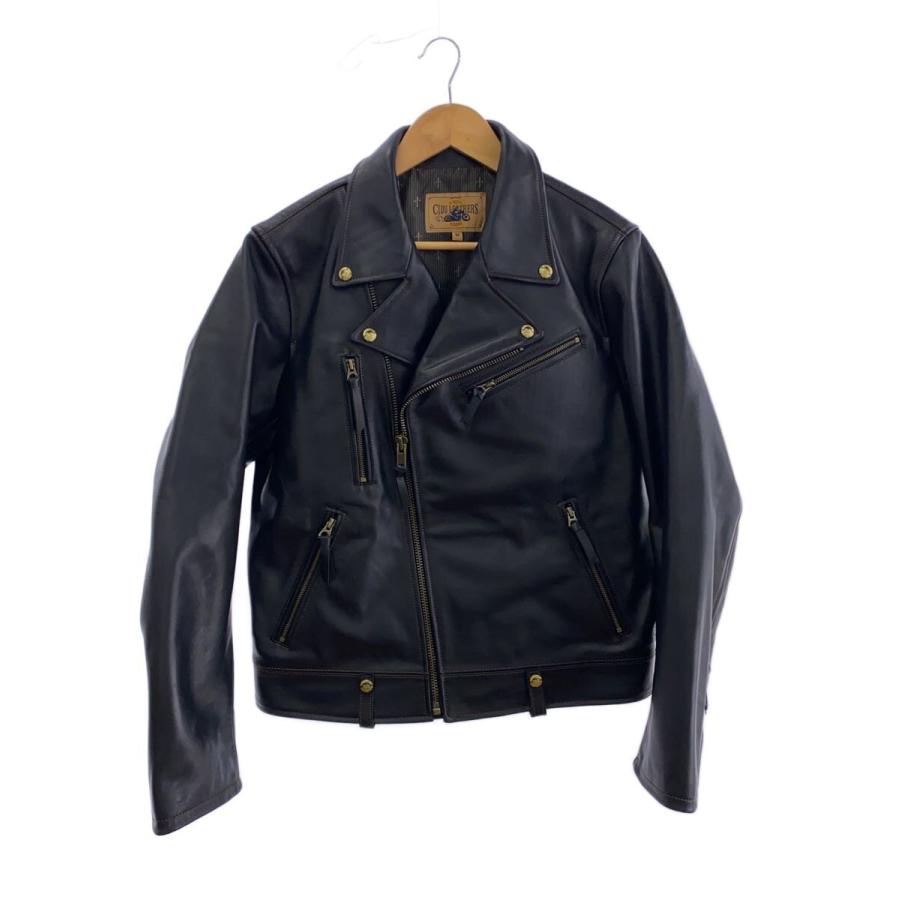 CIDU LEATHERS/ダブルライダースジャケット/M/牛革/レザー/ブラック