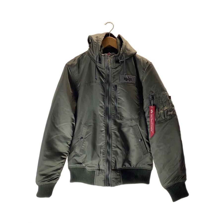 【ALPHA.IND 21220-076 フーデッド リブジャケット ALPHA INDUSTRIES◇フーデッドリブジャケット/フライトジャケット/L