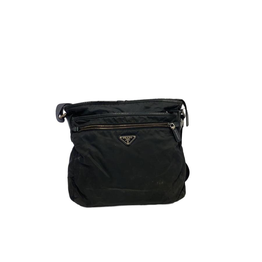 PRADA プラダ ショルダーバッグ ブラック 黒 三角プレート ナイロン PRADA◇三角プレート/ショルダーバッグ/ナイロン/BLK : セカンド