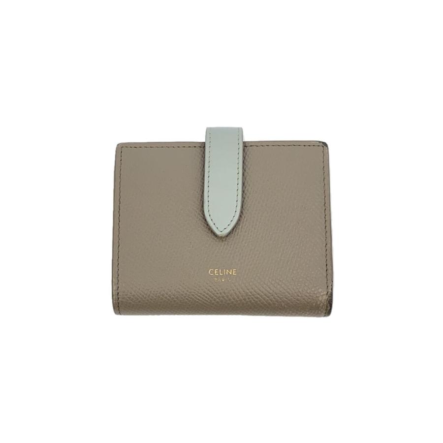 CELINE◇2つ折り財布/レザー/GRY/無地/レディース : セカンド