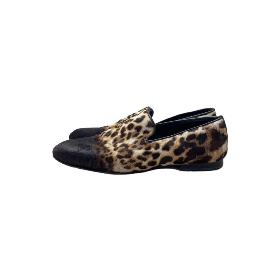JIMMY CHOO◇ローファー/42/ベージュ/ハラコ/レオパード/起毛 