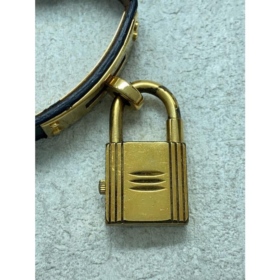 HERMES◇ケリーウォッチ/クロコ/腕時計/アナログ/レザー/ボルドー