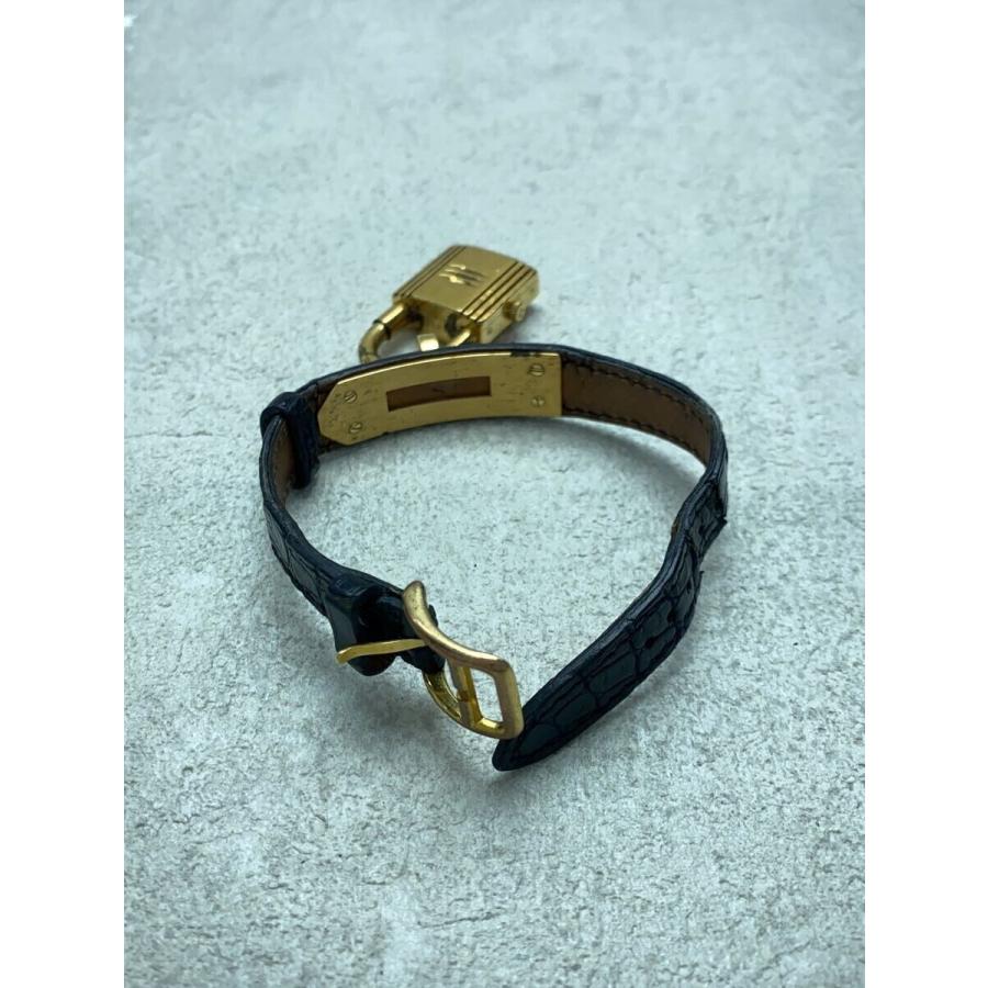 HERMES◇ケリーウォッチ/クロコ/腕時計/アナログ/レザー/ボルドー