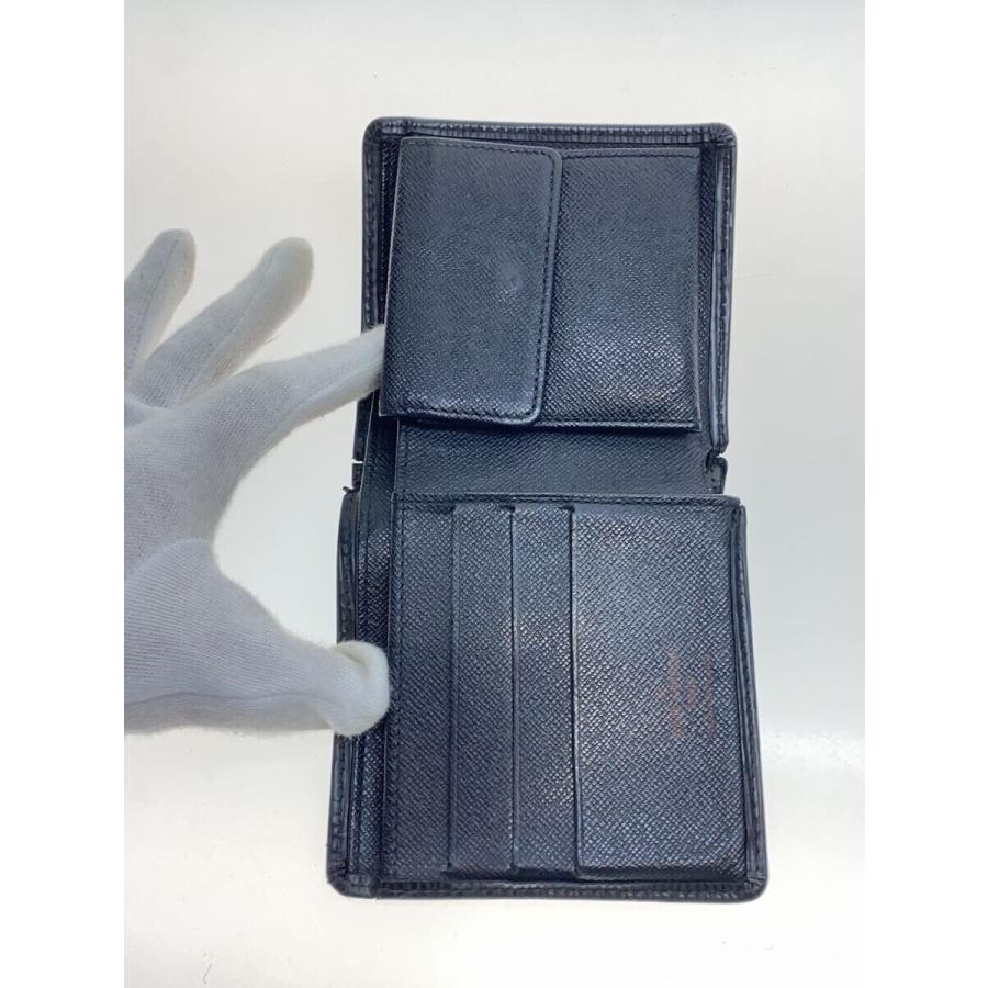 LOUIS VUITTON◇2つ折り財布/レザー/ブラック/M63652/ポルト・フォイユ