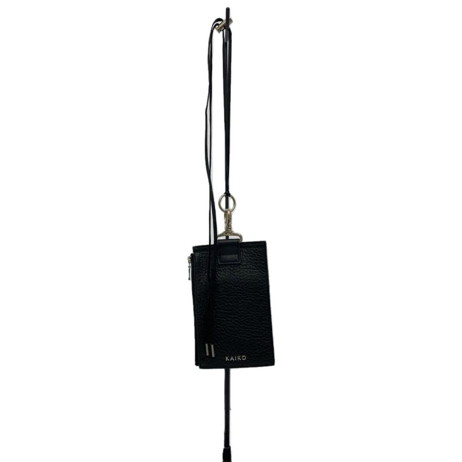 KAIKO◇ショルダーバッグ/leather neck bag m/レザー/BLK/無地