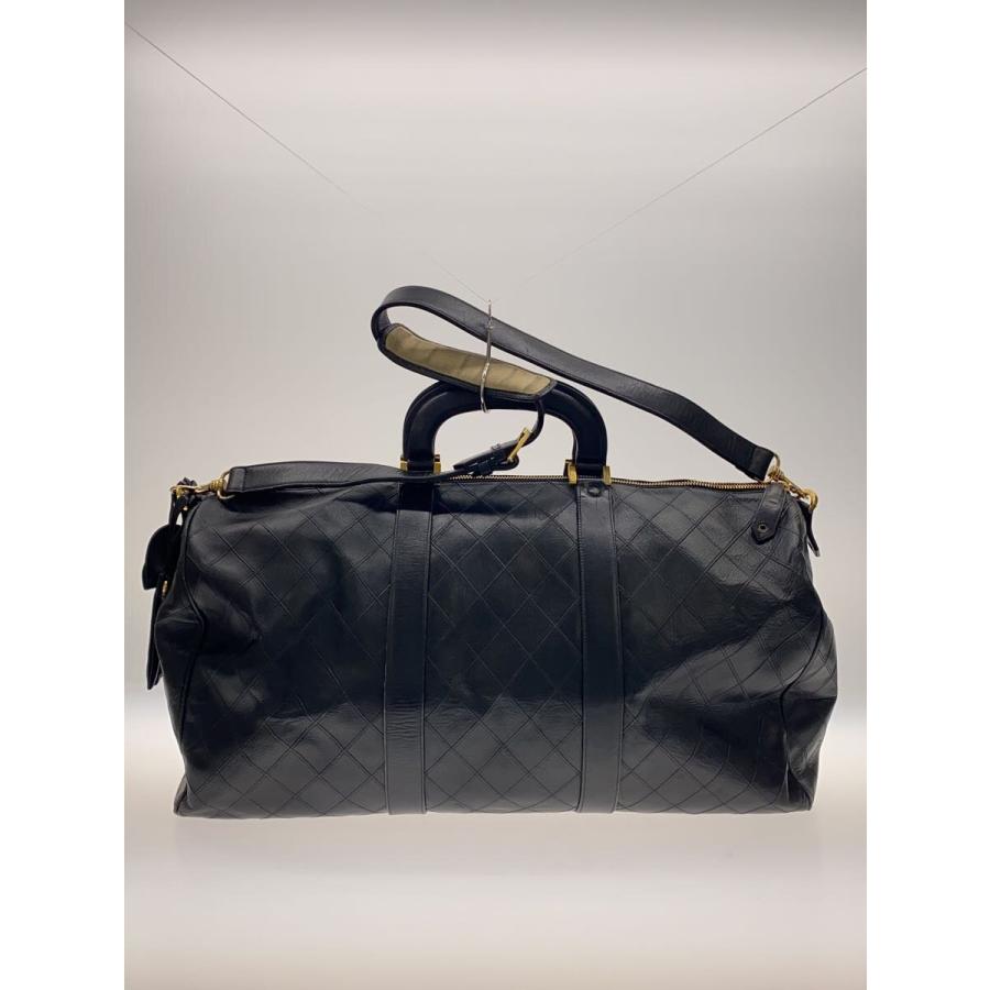 CHANEL◇ビコローレ/ボストン/ラムスキン/ボストンバッグ/レザー/BLK