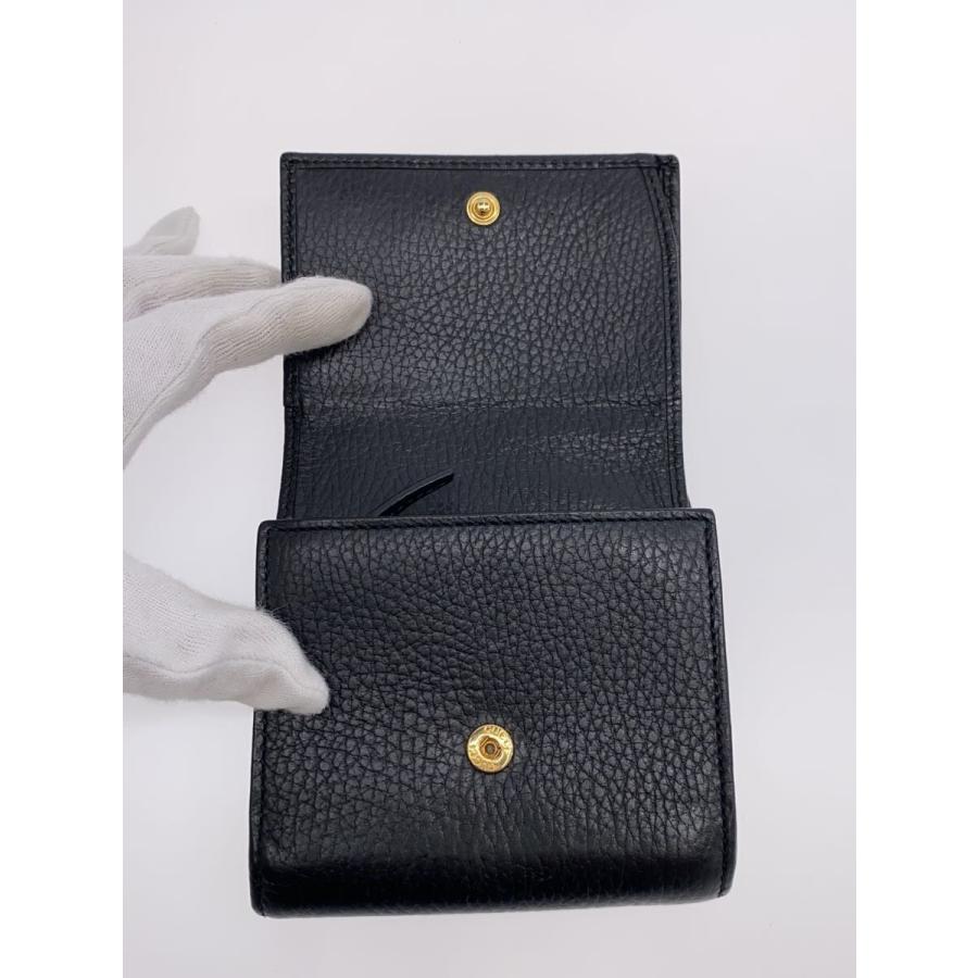 GUCCI◇GGマーモント/2つ折り財布/レザー/BLK/レディース/598587・0416