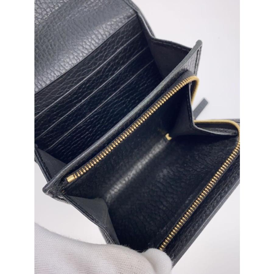 GUCCI◇GGマーモント/2つ折り財布/レザー/BLK/レディース/598587・0416