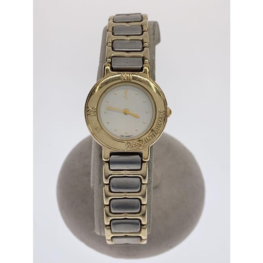 YVES SAINT LAURENT◇クォーツ腕時計/アナログ/ステンレス/WHT/GRY/SS