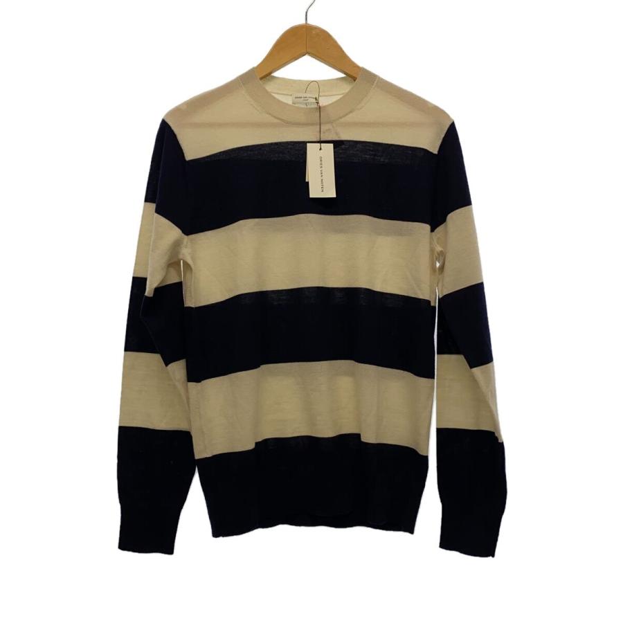 DRIES VAN NOTEN◇ニット・セーター(薄手)/S/コットン/WHT/ボーダー