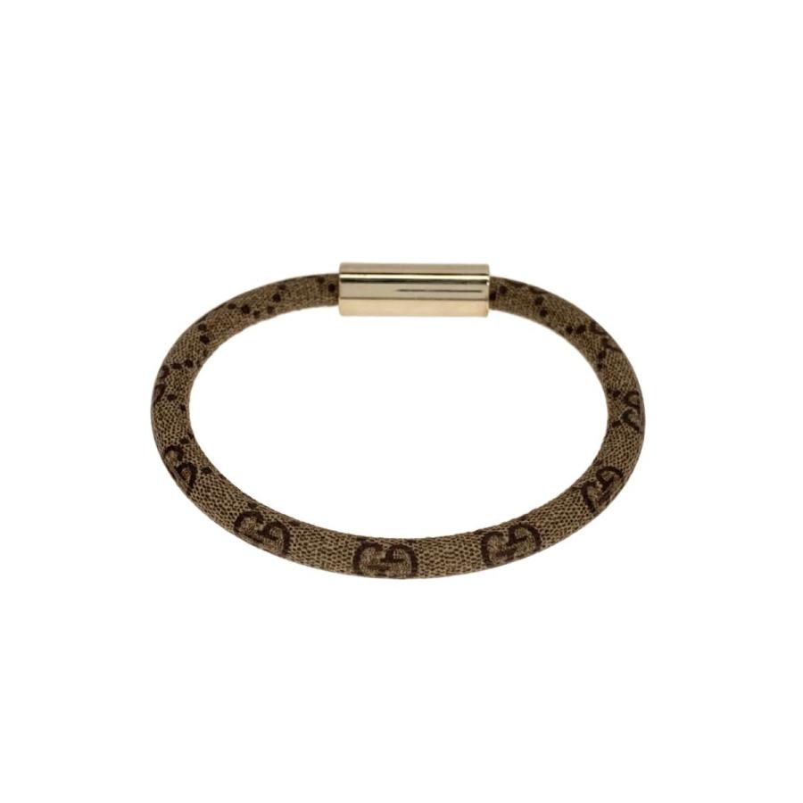 GUCCI◇GGパターンブレスレット/PVC/BEG/金具シルバー925 : セカンド