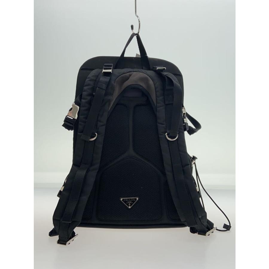 PRADA◇上部汚れ有/底面角擦れ有/リュック/ナイロン/BLK/無地
