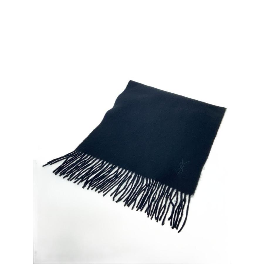 SAINT LAURENT ブラックマフラー　カシミヤ100% YVES SAINT LAURENT◇マフラー/カシミア/BLK/無地/レディース