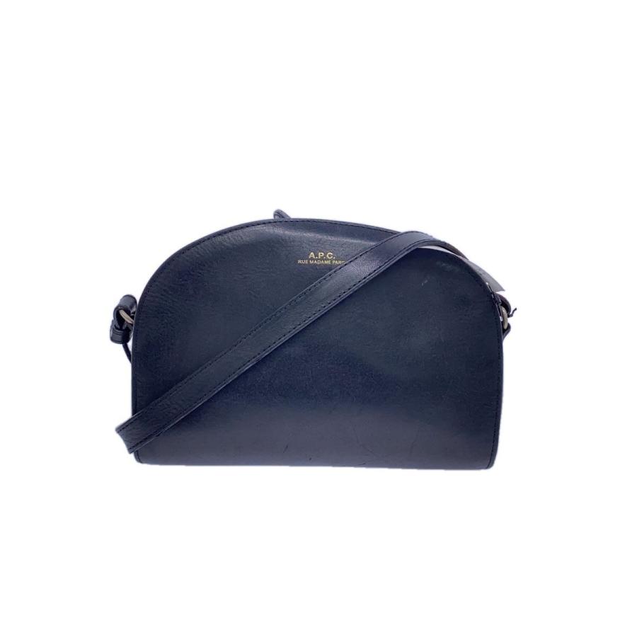 【美品】A.P.C. ハーフムーンバッグ 黒 スムースレザー ショルダーバッグ A.P.C.◇ハーフムーン/ショルダーバッグ/レザー/BLK// : セカンド