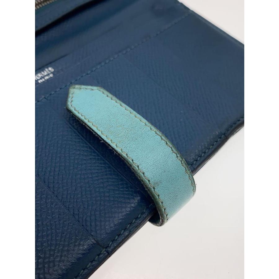 HERMES◇長財布/レザー/BLU/レディース : セカンドストリート