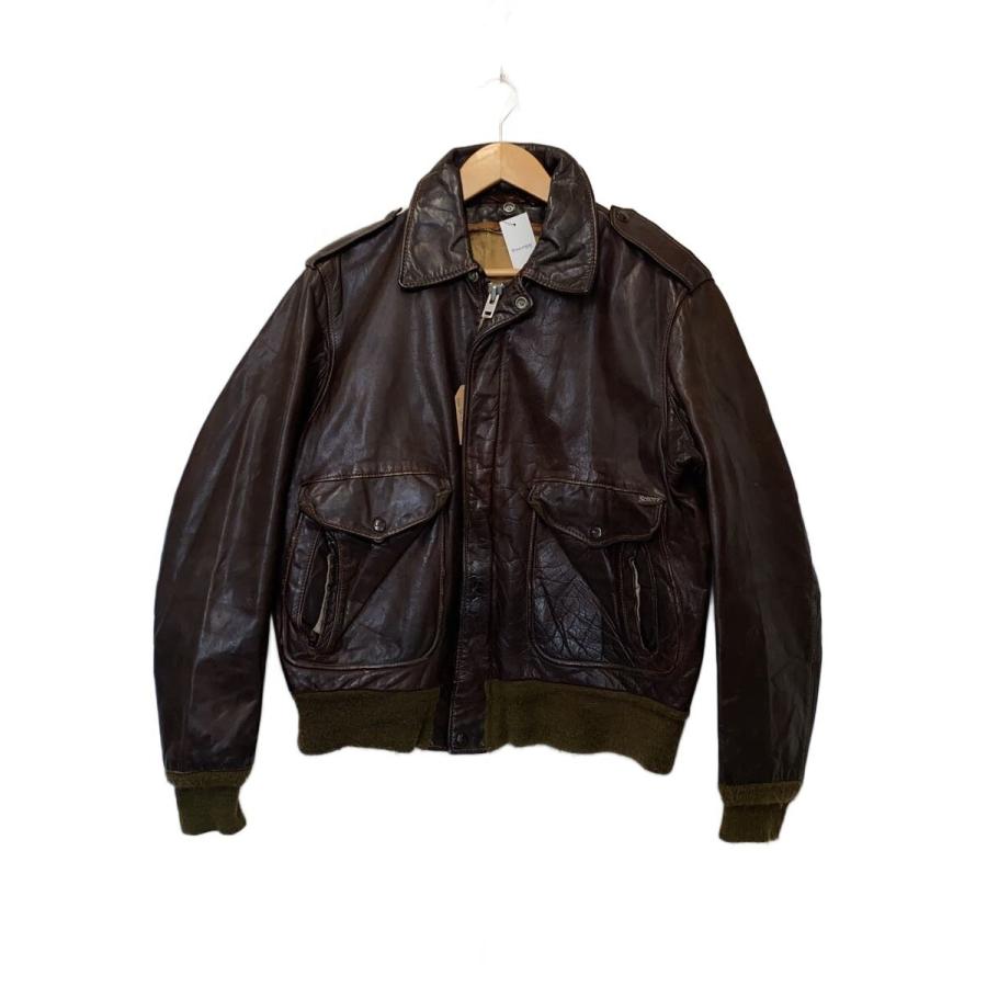 ブラウンレザージャケット A-2フライトジャケットタイプ Schott Schott◇A-2/フライトジャケット/80S/レザー/ブラウン : セカンド