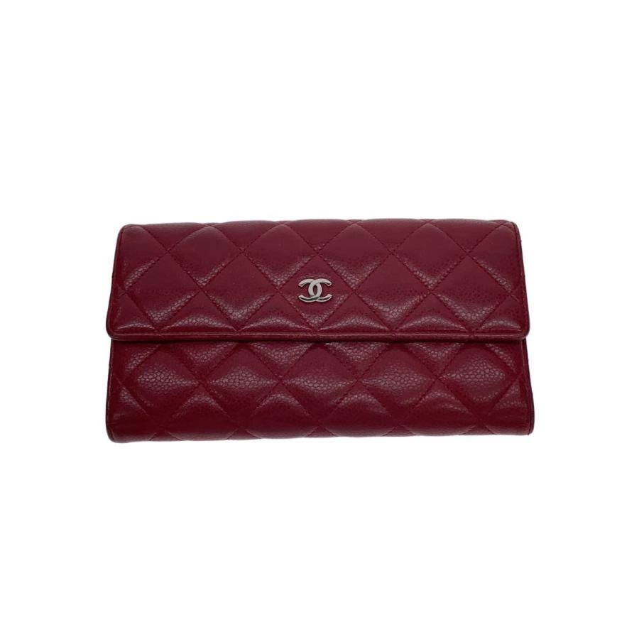 CHANEL◇長財布/マトラッセ/RED/無地/レディース// : セカンド