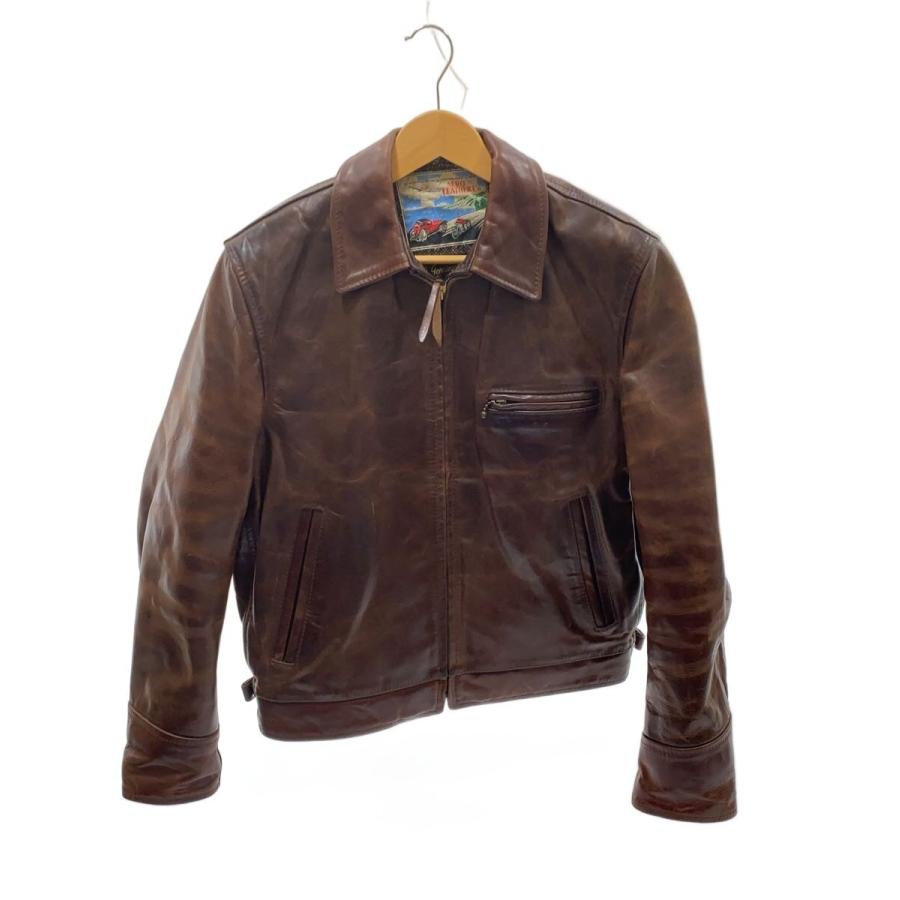 AERO LEATHER レザージャケット サイズ38 AERO LEATHER◇レザージャケット・ブルゾン/38/レザー/BRW/無地ホ