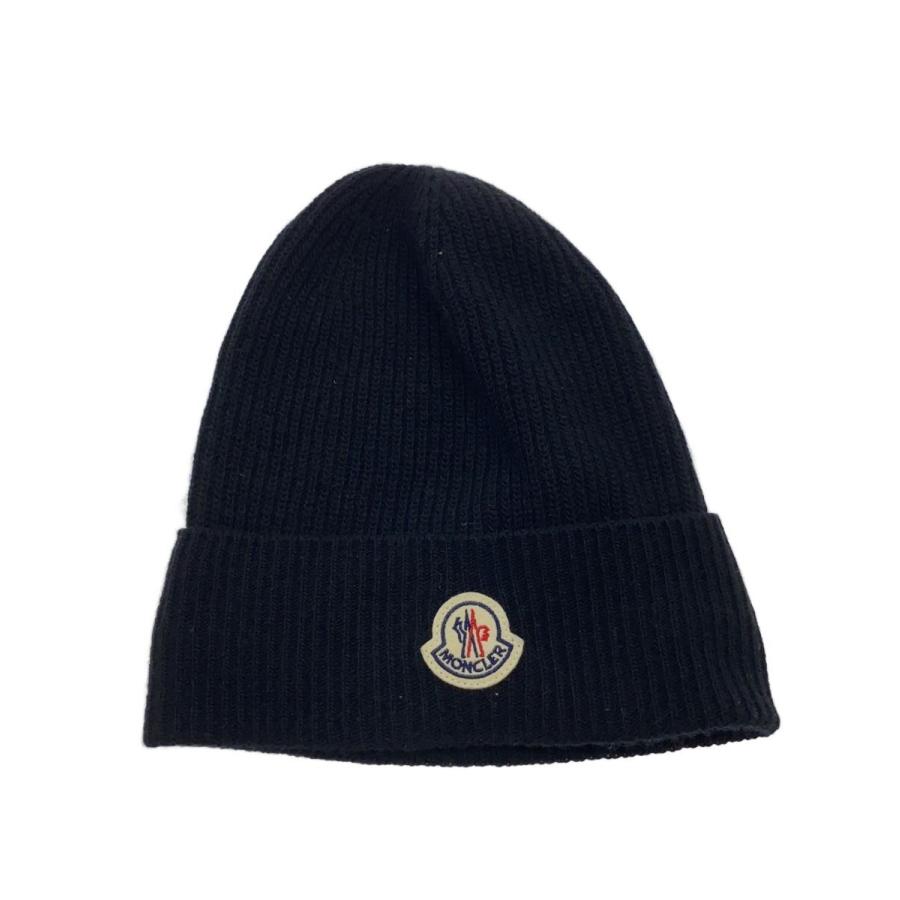 MONCLER◇ニットキャップ/FREE/ウール/BLK/無地/メンズ : セカンド