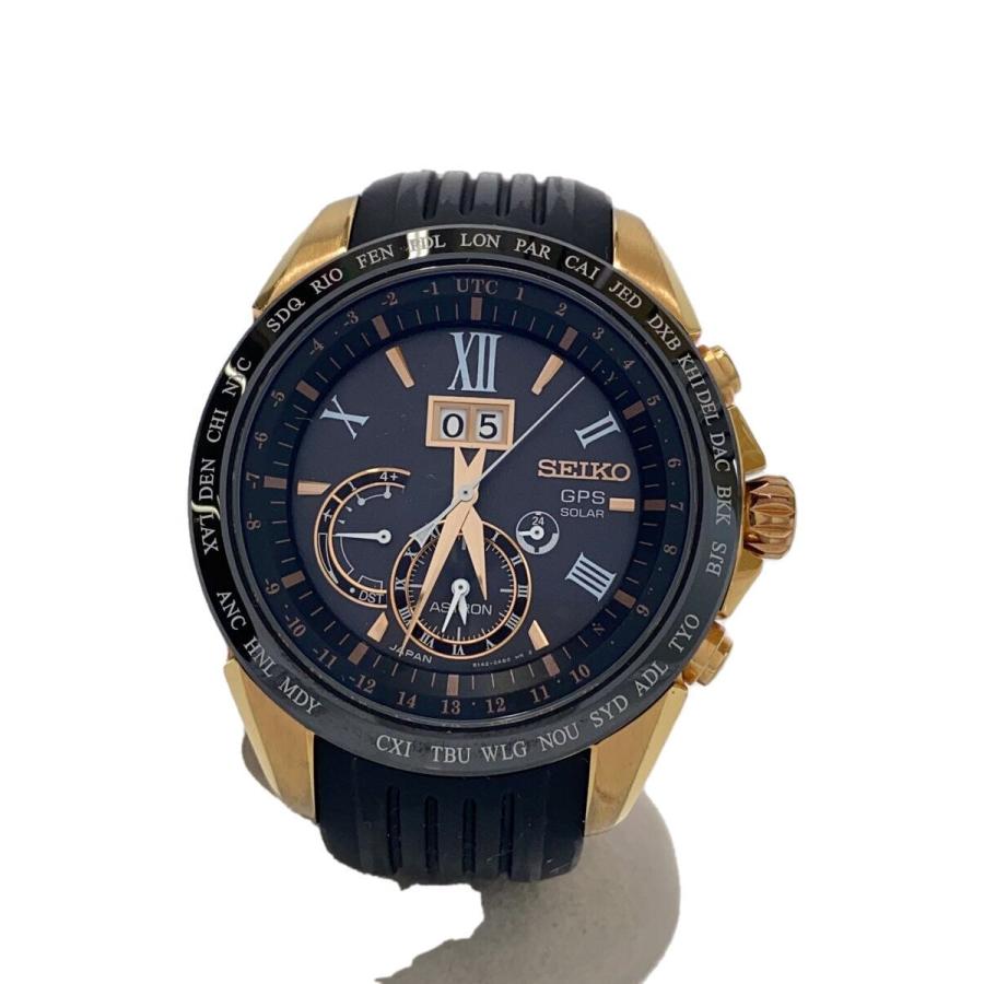 SEIKO / ASTRON/アストロン/GPS/ソーラー/アナログ/ラバー/BLK/GLD/8X42-0AE0-3 SEIKO◇ASTRON/アストロン/GPS/ソーラー/アナログ/ラバー/BLK/GLD/8X42