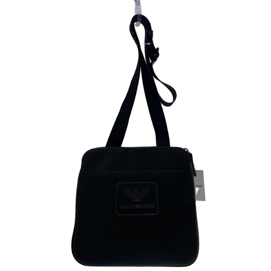 2点EMPORIO ARMANI ショルダーバッグ イーグルロゴ 斜め掛け 黒 EMPORIO ARMANI◇イーグルロゴ/ショルダーバッグ/レザー/BLK/無地