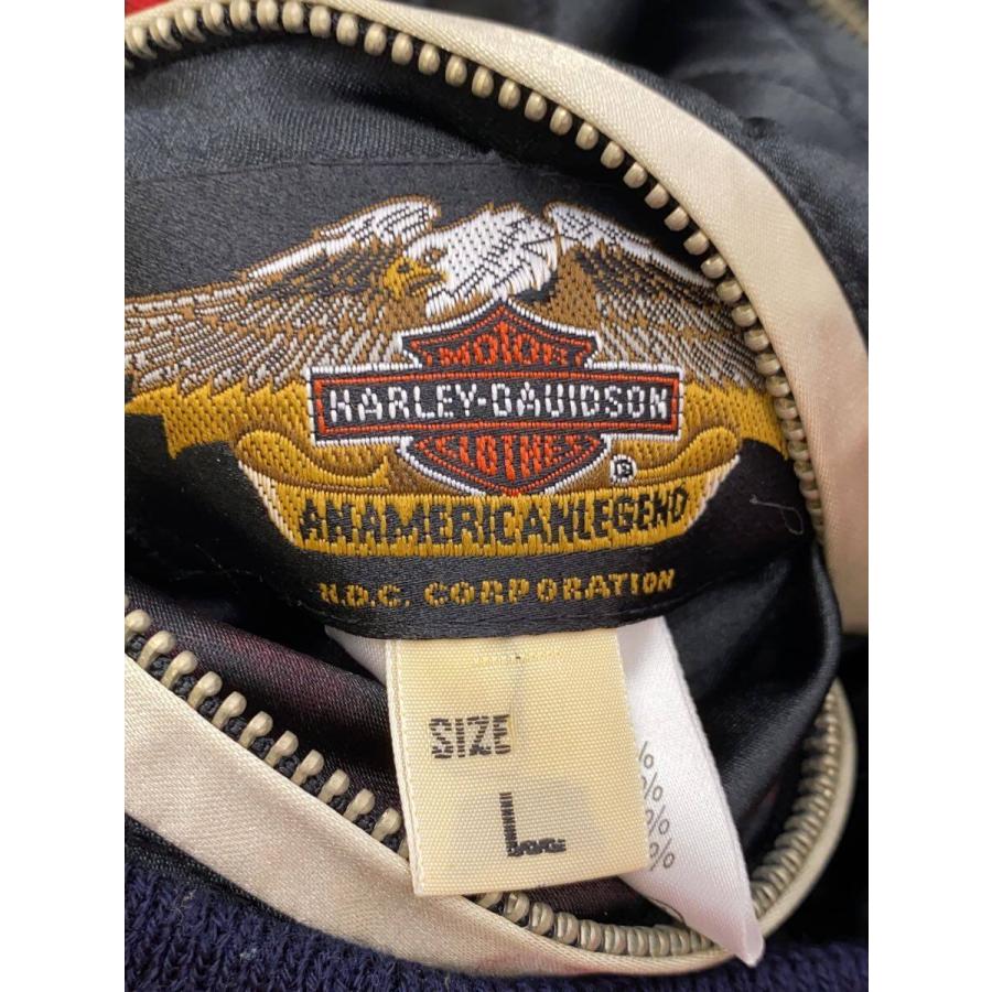 HARLEY DAVIDSON◇刺繍/リバーシブル/スカジャン/L/ナイロン/レッド