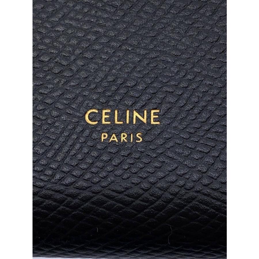 CELINE◇ラージストラップウォレット/シボ/シュリンク/長財布/レザー